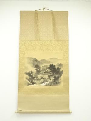 翠堂筆　山水　肉筆絹本掛軸